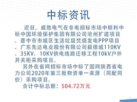 中標資訊：威勝電氣中標中國環(huán)境保護集團公司滄州擴建工程等項目